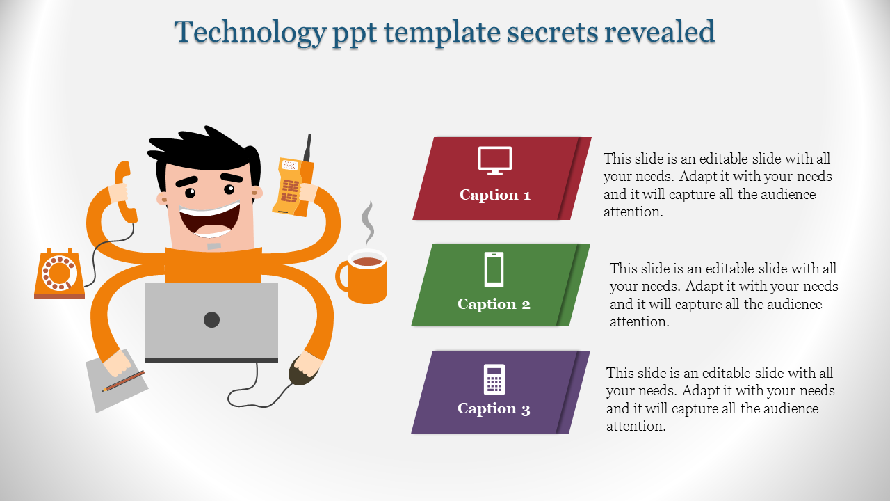 Free - Technology PowerPoint Template - Three Stages